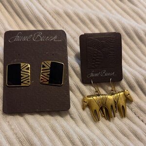 Laurel Burch Gold and Black Geometric Earrings